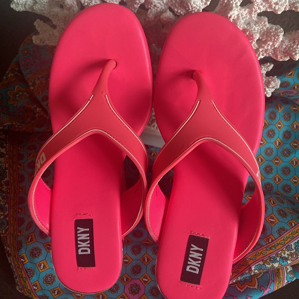 DKNY Donna Karan Pink Wedge Sandals 7